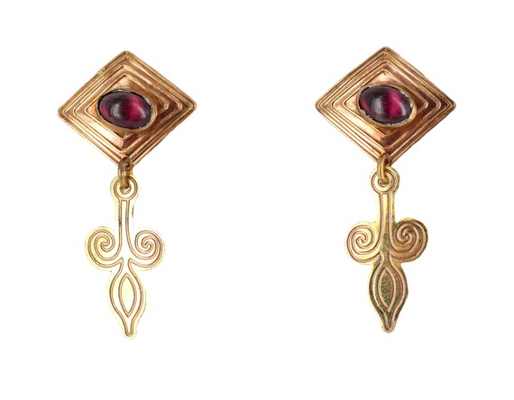 Vintage Celtic Art Nouveau Garnet Mixed Metals Co… - image 5