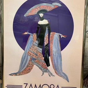 Vintage Jose de Zamora Fashion Print Advertisement Art Deco Haute Couture Framed/ Zamora Poster/ Good Gift/ Gift for Him/ Gift for Her/ Gift
