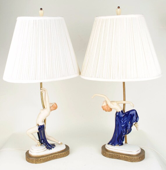 art deco figurine table lamps