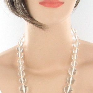 Antique Deco Long Faceted Clear Lucite Graduated Bead Necklace 30&quot; / Beaded Necklace / Antique Jewelry / Lucite Jewelry / Gifts for Her