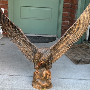 Vintage Witco Tiki US Eagle Statue Sculpture Hand Carved Wood Folk Art 70s Patriotic/ Good Gift/ Gift for Her/ Gift for Him/ House Gift