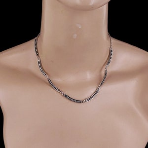 Vintage Sarah Coventry Nova Polonaise Barra Curva Link Strass Colar Esmalte Preto 14,5-15,5&quot;/Joias Sarah Coventry/joias com strass