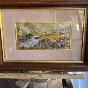 Vintage Italian Renaissance Pastoral Painting Embossed Sterling Signed Framed/Good Gift/ House Gift/ MCM Gift/Gift for Her/Pastoral Painting