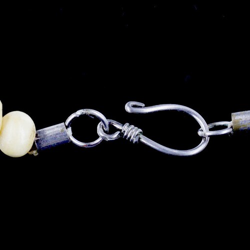 Vintage Boho 1960's Silver Middle Eastern Tribal Carved Camel Bone Bead Necklace Pendant/Pretty shops Necklace/Good Gift/Bead Necklace/Gift