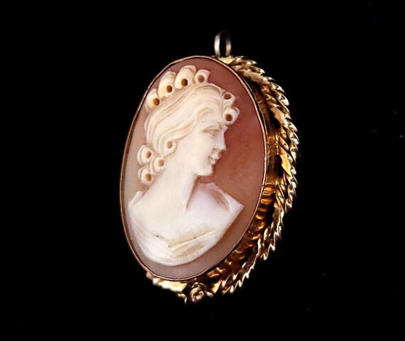 Antique Deco Gold Filled GF Cameo Carved Shell Fl… - image 3
