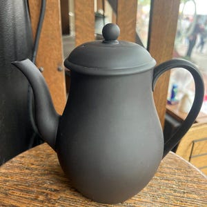 Antique Wedgwood Black Basalt Teapot England Rare Mourning Victorian/ Good Gift/ Wedgwood Collector