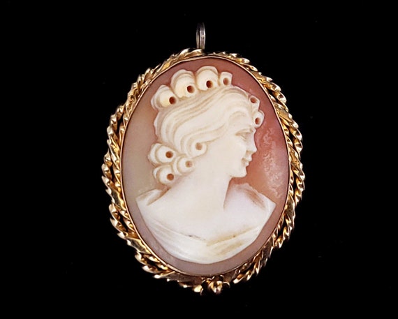 Antique Deco Gold Filled GF Cameo Carved Shell Fl… - image 1
