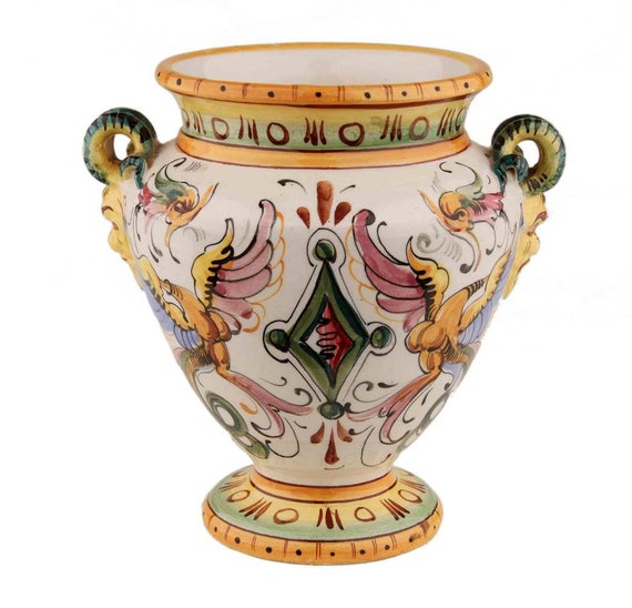 Castelli Saca Majolica Faience Phoenix Bird Faces Italian Etsy
