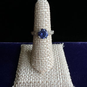 Vintage Sterling Brilliant Cut Blue Quartz Graduated Ring Sz 6.5