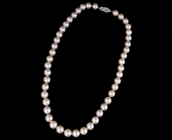 Vintage 14k White Gold 7mm White Pearl Hand Knott… - image 2