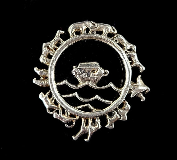 Vintage Sterling Silver Noah’s Ark Black Onyx Bibl