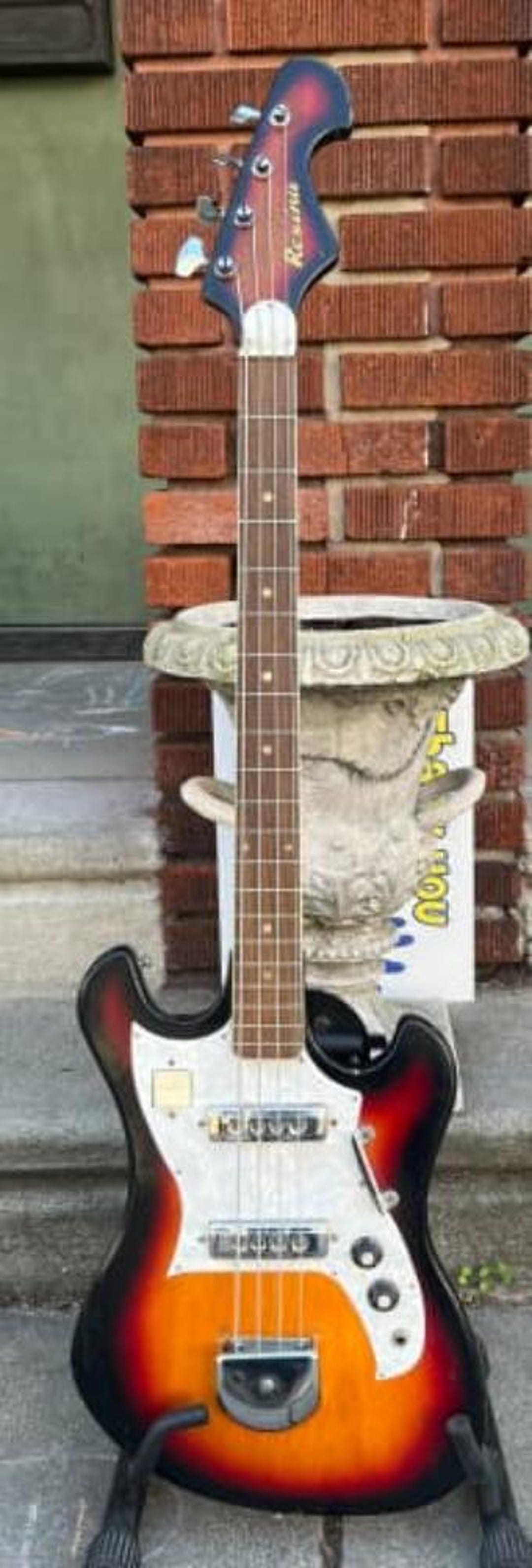 1960s MIJ Rexina Kawai Teisco Electric Bass Guitar~tri Tone Brown