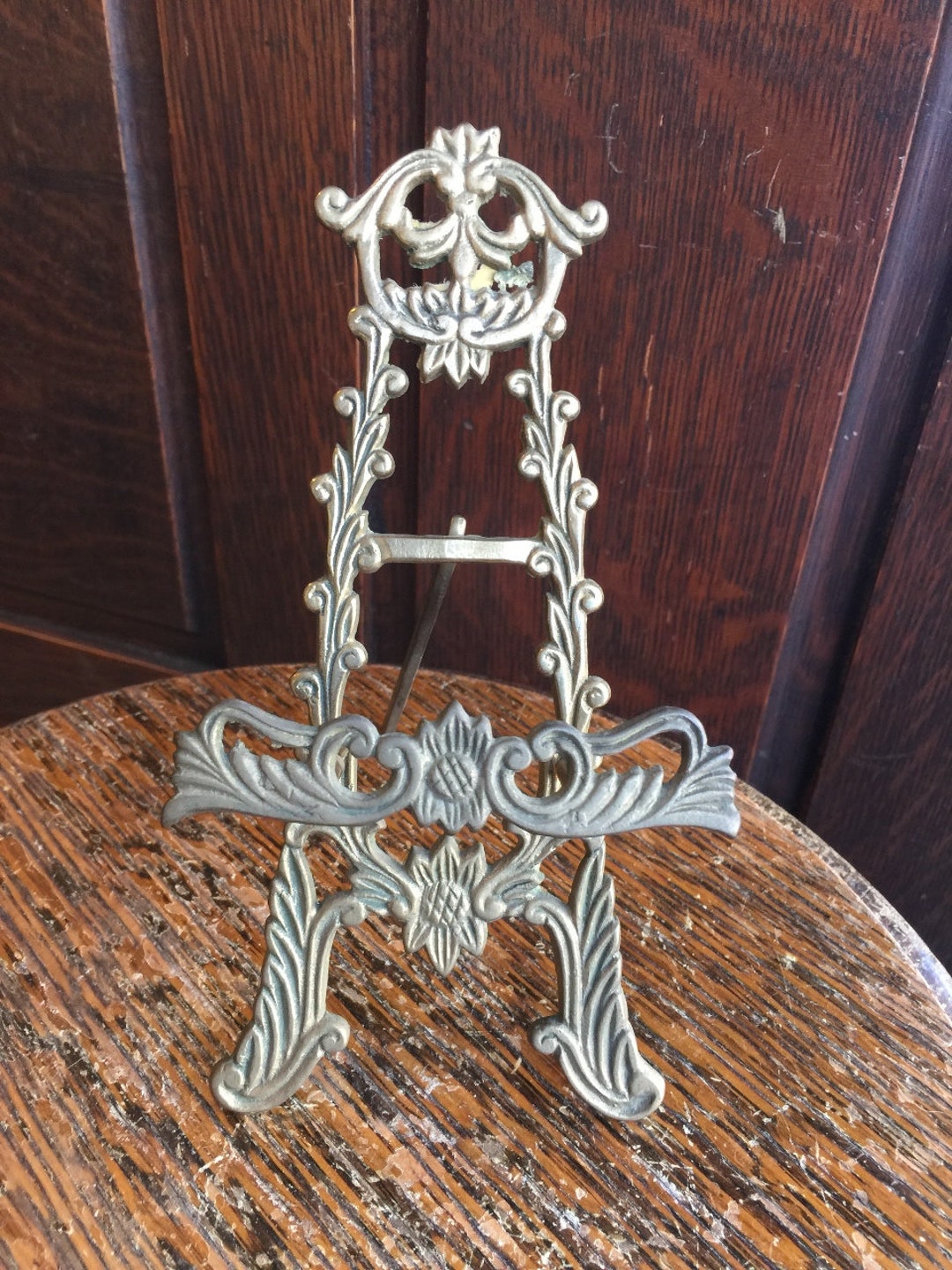 Vintage Brass Easel Picture Stand Display Floral 1970s 6.5 Inches