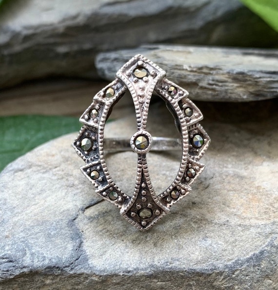 Antique Art Deco Sterling Silver Marcasite Unique