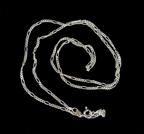 Vintage Sterling Silver Figaro Unique Chain Neckl… - image 1