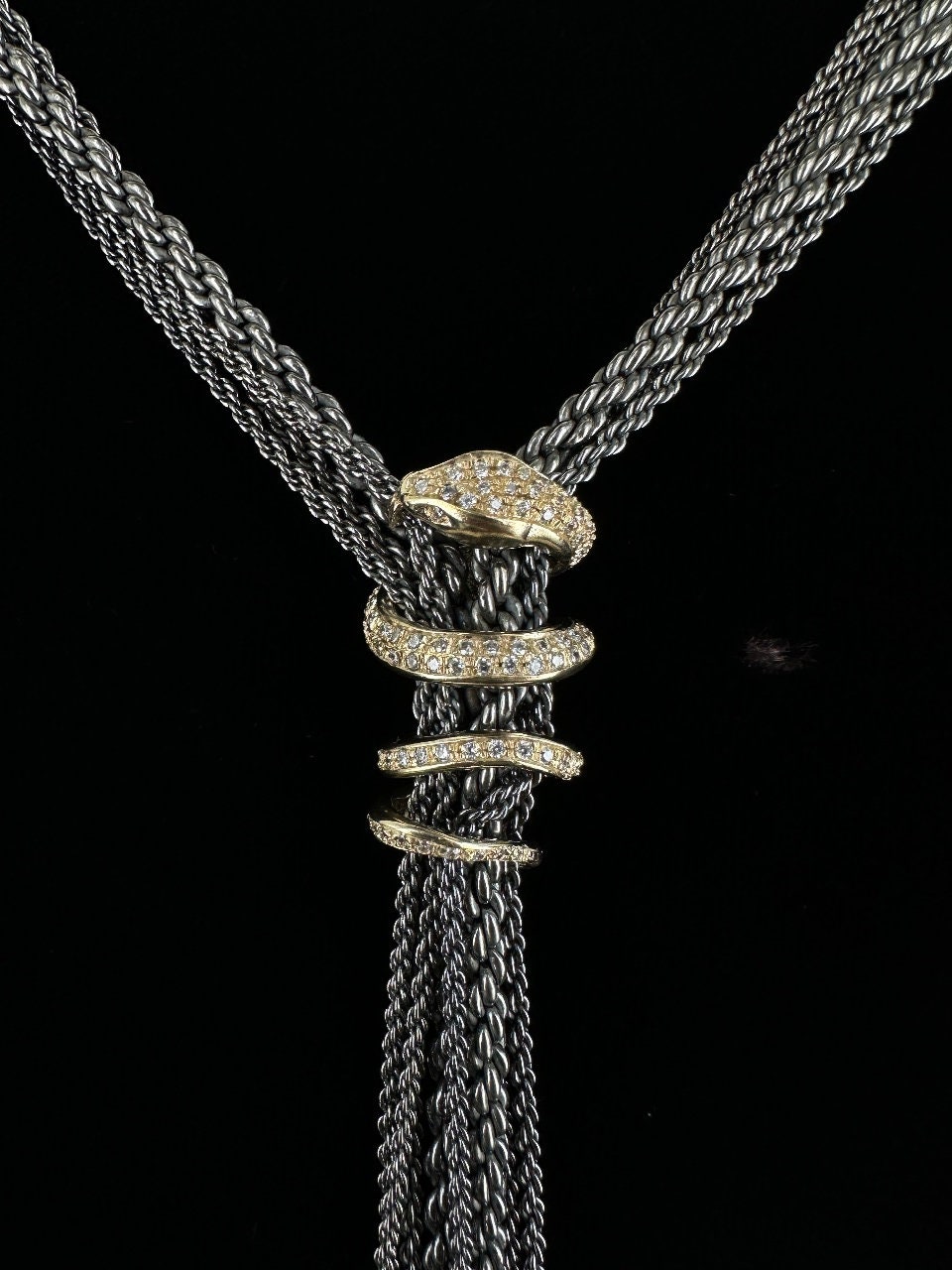 【VINTAGE HOLLYWOOD】Diagonal Snake Chain Necklace Vintage 18