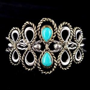 Estate Sterling Silver Turquoise American West Carolyn Pollack Cuff Bracelet 6.25” / American West Jewelry / Silver Cuff /Turquoise Bracelet