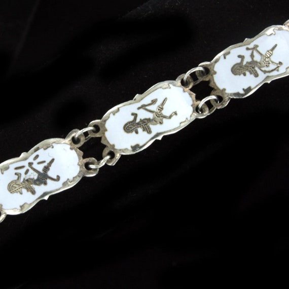 Antique Deco  SIAM Sterling Silver White Enamel N… - image 2