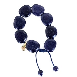 Estate Blue Goldstone Nugget Beaded Lola Rose Bracelet Adjustable / Gemstone Jewelry / Gifts for her / Lola Rose Bracelet