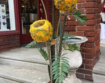 Vtg MCM Palm Tree Floor Lamp w/ Spaghetti Ribbon Lucite Shades 60” 3 way Light