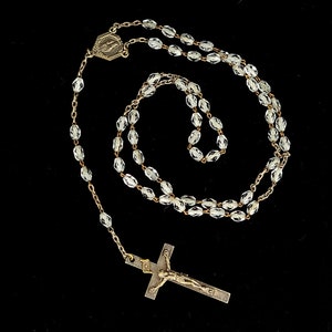 Antique Art Deco French 800 Silver Givre Glass Crystal Rosary Beads / Religious Items / Rosary beads / Christian Beads / Gifts for her