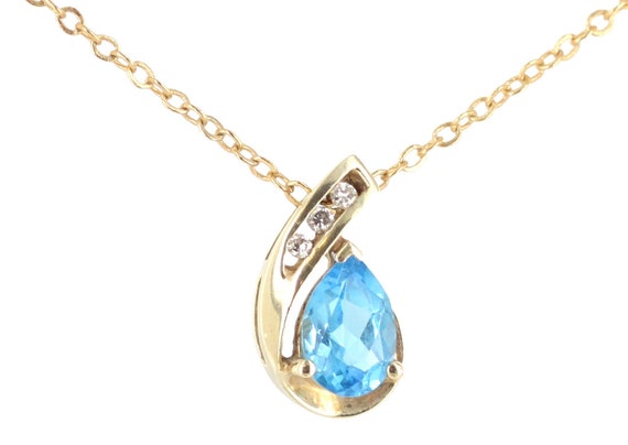 Details about  / Lovely Blue Swiss Topaz Gemstone Pendant 6.41 Ct Pear 10k White Gold Jewelry