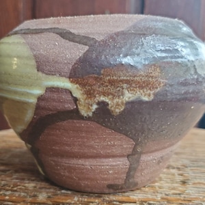 Vintage Terracotta Mid Century Modern Studio Pottery Wide Vase - Cool American Pottery Vase SL Sgn/American Studio Pottery/MCM Pottery/Gift