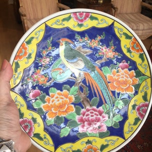 Antique Meiji Taisho Yamatoku Porcelain Plate Birds Flowers Hand-Painted Marked/ Meiji Plate/Good Gift/House Gift/Asian Gift/Antique Asian