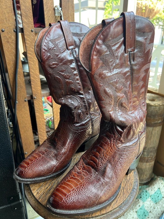 Bottes De Cowboy Dan Post Homme - Taille 9D - Cuir Noir Brodé (Occasion)