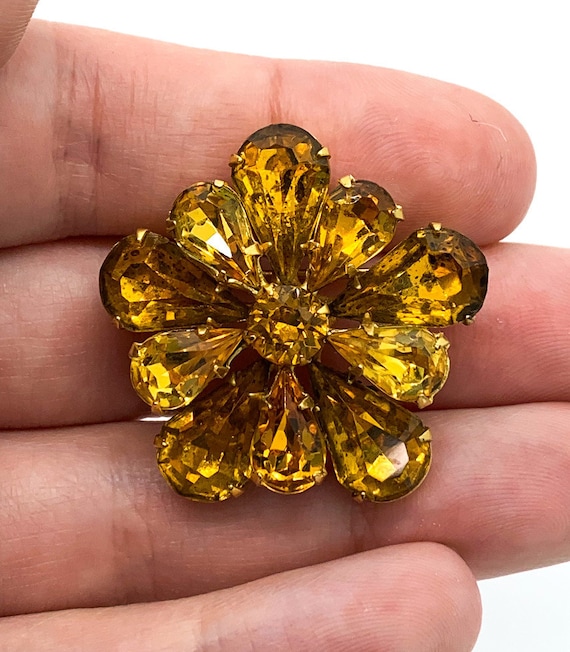 Vintage Juliana Mid century Citrine Paste Rhinest… - image 2