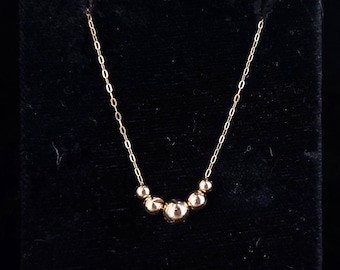 Vintage 14k Yellow Gold European Italian Delicate Cable Chain Bead Necklace 18" / Gold Jewelry / Gemstone Jewelry / Gift for her / Good Gift