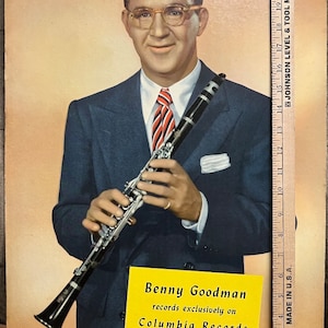 Rare Original Benny Goodman Columbia Records Poster Litho Ad Jazz Swing Music/ Good Gift/ Big Band Collectible/ Photo Litho/  Benny Goodman