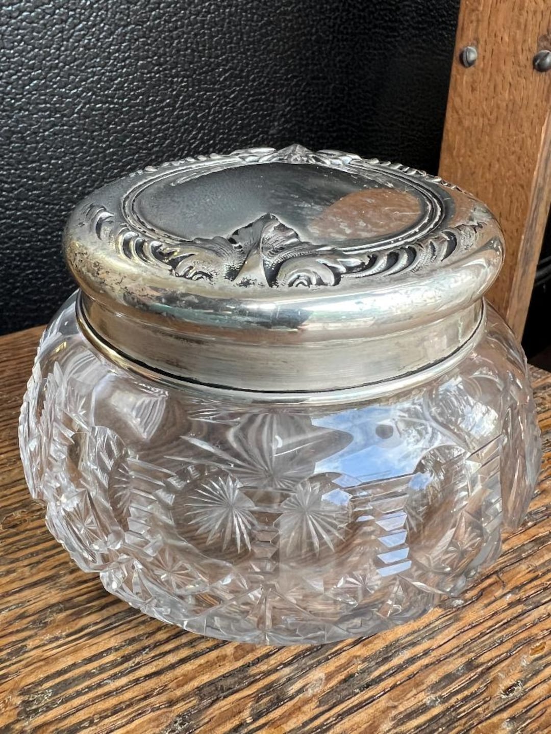 Antique ABP Cut-glass Vanity / Powder Jar W/ Dominick & Haff Sterling ...