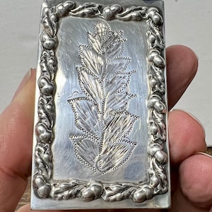 Antique Sterling Silver Mission Acorn Match Holder Matchbox Cover No Monogram/Gift for Him/Gift For Her/Matchbox Cover/Sterling Box/Vict