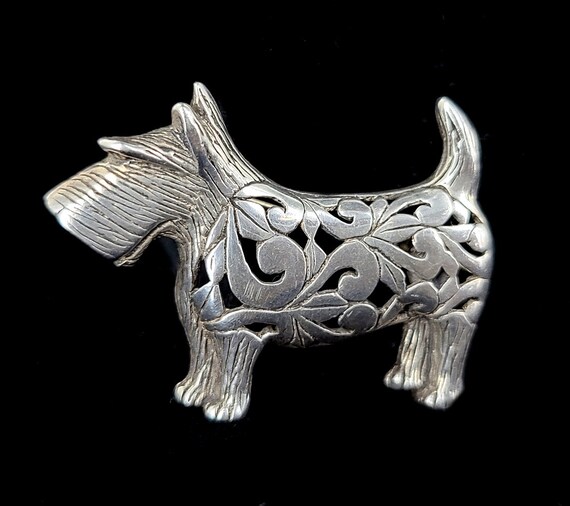 Vintage Sterling Silver Jezlaine Scottish Terrier… - image 1