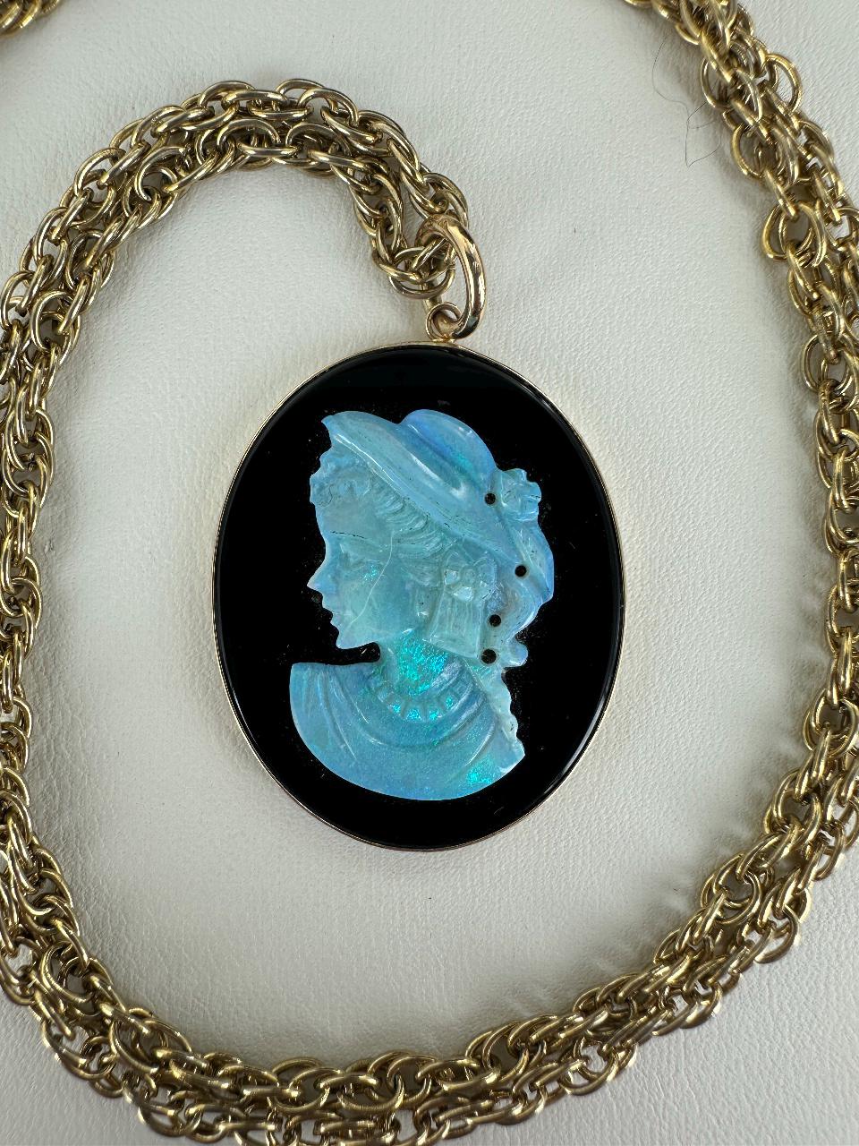 Opal and Onyx Cameo - Etsy