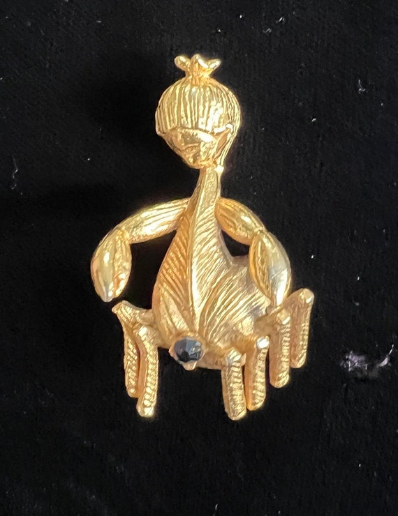 Rare Vintage VOGUE Cancer Zodiac pixie Elf Crab Zodiac Brooch