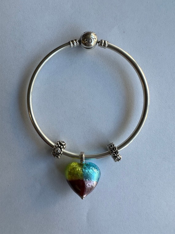 Pandora Sterling Silver Multi Color Dangle Heart … - image 5