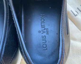 Louis Vuitton Mens Sneaker Shoe Embossed Leather 2009 Season Black/White  Sz. 7