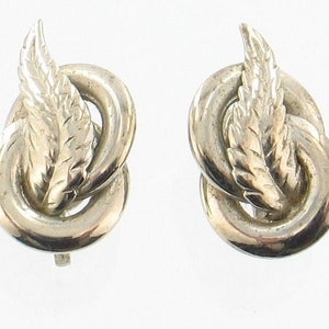 Vintage 1950&#39;s Alice Caviness  Silver Feather Screw Back Earrings Pretty!