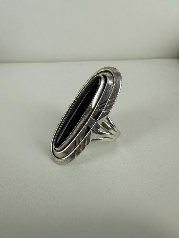 Vintage Sterling Silver Navajo Nakai Long Black Onyx Ring Sz 8 - Etsy
