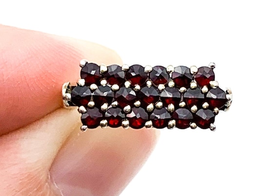 Antique Victorian Bohemian Garnet Sterling Silver… - image 1