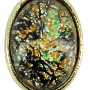 Vintage Venetian Foil Easter Egg Art Glass Gold Tone Cab Tie Tac Stunning!