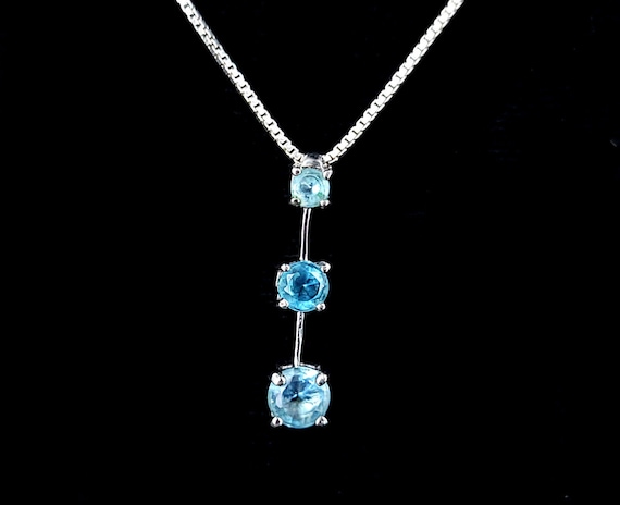 Vintage Sterling Silver Blue CZ Cubic Zirconia Gemstone Tiered