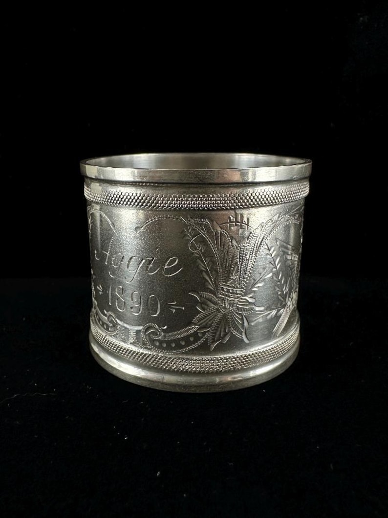 Antique Victorian 1890 Sterling “aggie” Monogram Bird Wheat Engraved ...