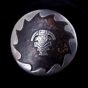 Vintage Sterling Silver Aztec Motif Mexico Pendant Brooch Pin 2” / Mexican Jewelry / Sterling Jewelry / Gifts for her / Gifts for him