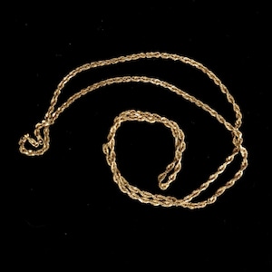 Vintage 10k Yellow Gold Mid Century 2mm Rope Chain Minimalist Necklace 22”