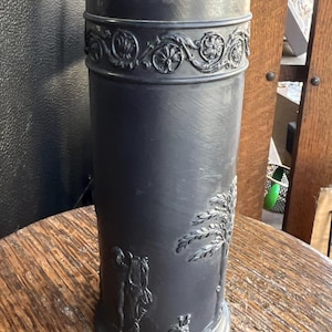 Rare  VTG Wedgwood Porcelain Black Basalt Jasperware Large Spill Vase England 7.5/Good Gift/Gift for Her/ Gift for Him/ lack Basalt Wedgwood