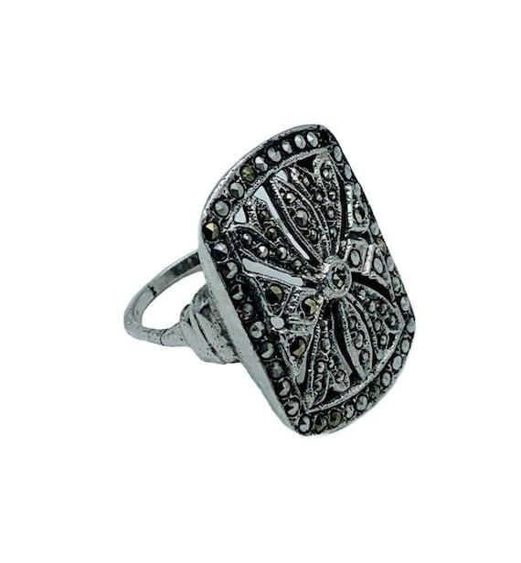 Antique Art Deco Sterling Silver Pave Marcasite Re