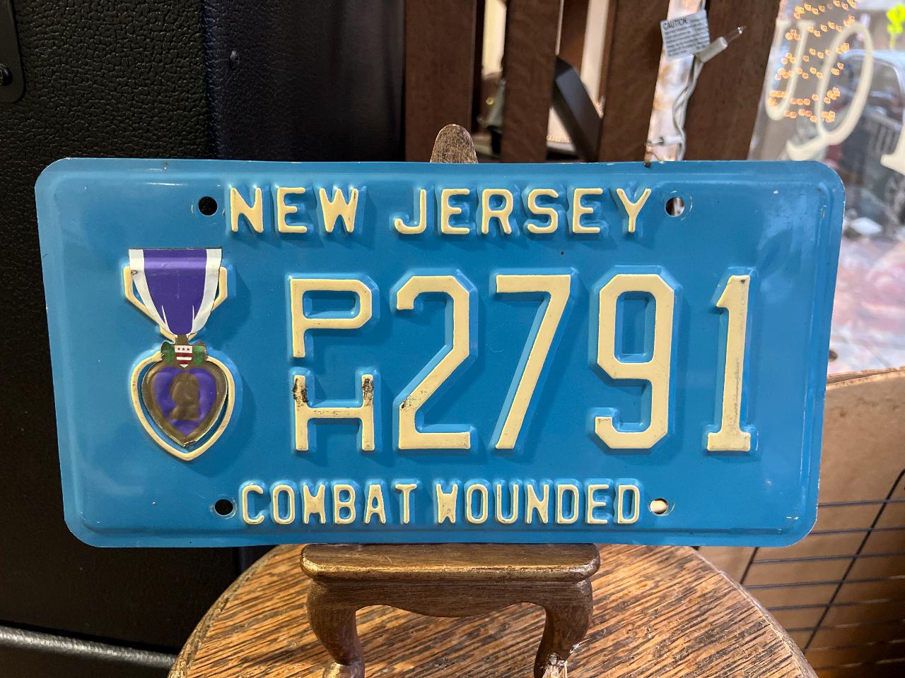 Vintage New Jersey Combat Wounded Purple Heart License Plate C